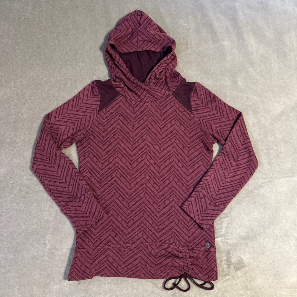 prAna Women's Leland Hoodie Long Sleeve Pullover Knit Sweater In Sangria Size XS